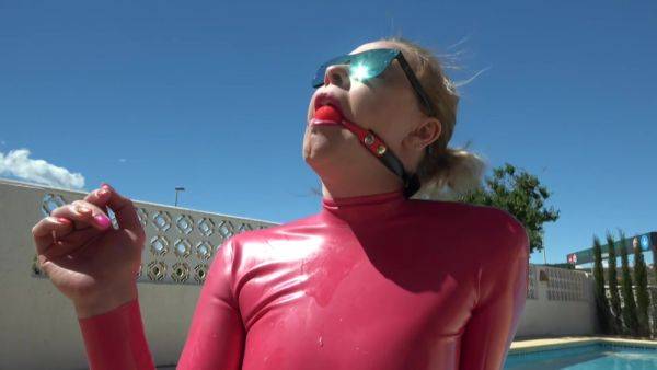 Ukcutegirl Ball Gagged Drooling Over Latex Dress P - hclips.com on poweredporn.com