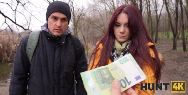 Reality Pick Up with a Flat-chested Brunette Cuckolding BF For Money - anysex.com - Russia on poweredporn.com