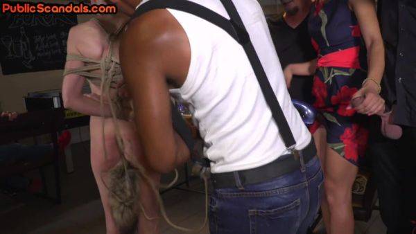 Public bonded bitch disciplined by masters - txxx.com on poweredporn.com