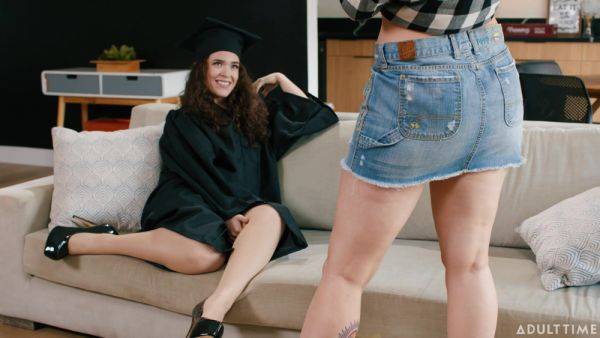 Fine ladies swap strap-on between their pussies in elegant lezzie duo - hellporno.com on poweredporn.com