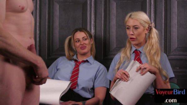 College uniform voyeurs watching and teasing wanker - txxx.com - Britain on poweredporn.com