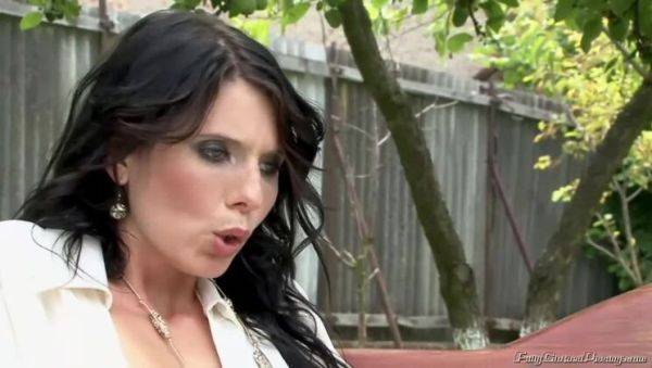 Morgan Moon & Amy: Outdoor Tennis Trio with Pee Craving in Lingerie & Stockings - porntry.com on poweredporn.com