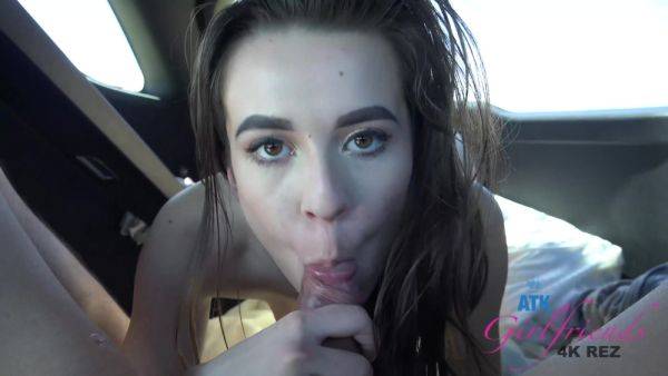 Slender babe combines blowjob with foot fetish in backseat POV - xbabe.com on poweredporn.com