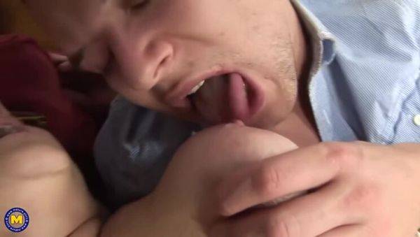 Three mature women, Sallie, Daniella, and Maira, enjoy sharing a firm dick during a group encounter, which ends in facial fun - veryfreeporn.com on poweredporn.com