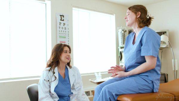 MILF doctor and the hot nurse share pure lesbian intimacy - hellporno.com on poweredporn.com