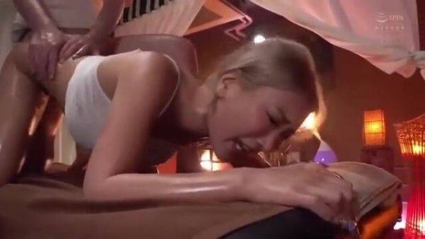 I rub her ass, spread her legs, and thrust into her shaved pussy to cum inside her. - senzuri.tube on poweredporn.com