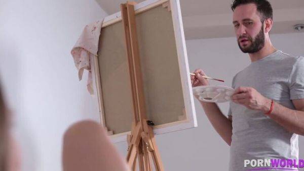 Teen Model Irina Cage, with Big Tits, Gets a Facial from Stud Painter - porntry.com on poweredporn.com