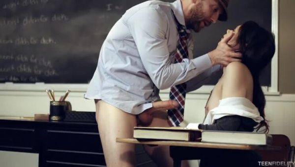 Ryan Madison & Rhaya Shyne: Detention Hall Vol. 3 - Handjob, Brunette, Stockings - porntry.com on poweredporn.com