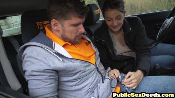 Driving slut pleasing her instructor to pass the test - hotmovs.com on poweredporn.com