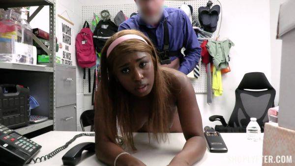 Ebony shoplifter fucked on cam and left to swallow like a whore - xbabe.com on poweredporn.com