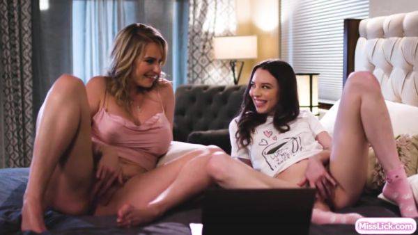 Stepmom pussy licking teen stepdaughter after watching porn - hotmovs.com on poweredporn.com