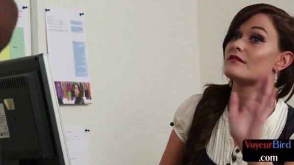 Office voyeur babe teases black cock man till cumshot - txxx.com - Britain on poweredporn.com