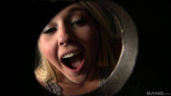 Sensual young blonde spills cum on her lips after glory hole XXX - hellporno.com on poweredporn.com