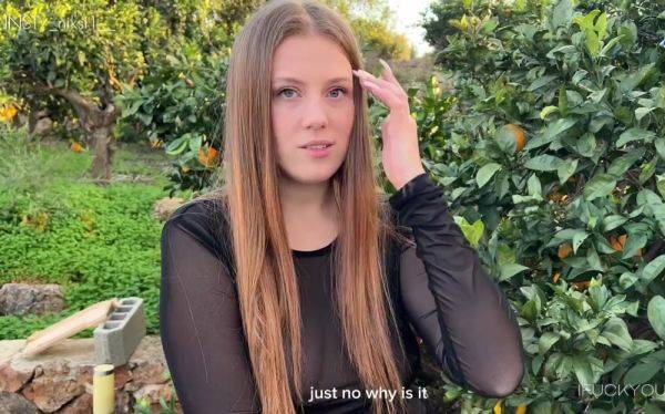 Russian bitch picked up to suck dick outdoors in the garden - anysex.com - Russia on poweredporn.com