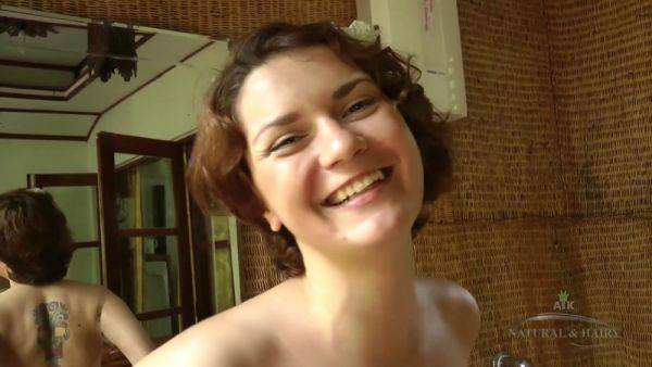 Hairy Russian Daria Pees In The Shower, Watch As The Golden Stream Flows Between Her Hairy Bush - hotmovs.com - Russia on poweredporn.com