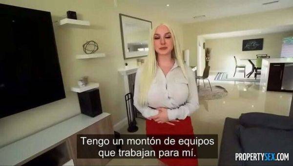 Real Estate Rapture: Big-breasted Agent Skylar Vox Fucks Client on Couch (Spanish Subtitles) - porntry.com - Spain on poweredporn.com