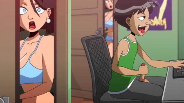 Stepmom saw stepson masturbating and decided to help him cartoon - anysex.com on poweredporn.com