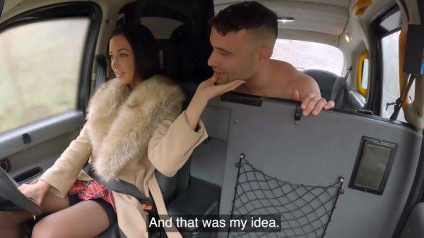 Aroused brunette works client's dick like a goddess in backseat POV - hellporno.com on poweredporn.com