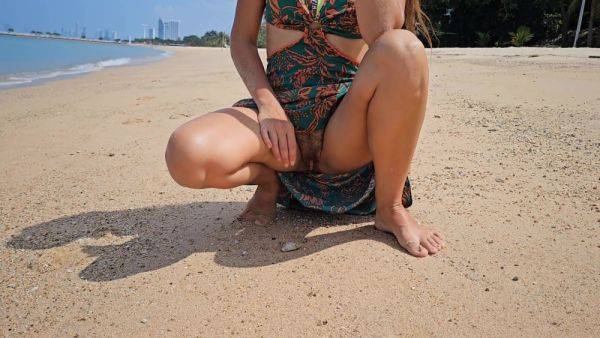 Hairy Pussy Flash On Public Beach # Pov No Panties Butt Plug - upornia.com on poweredporn.com