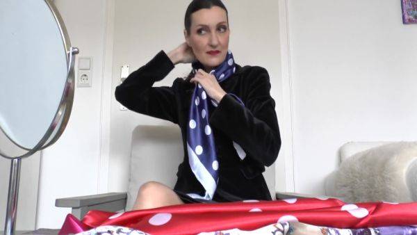 5 New Satin Scarves - upornia.com - Germany on poweredporn.com
