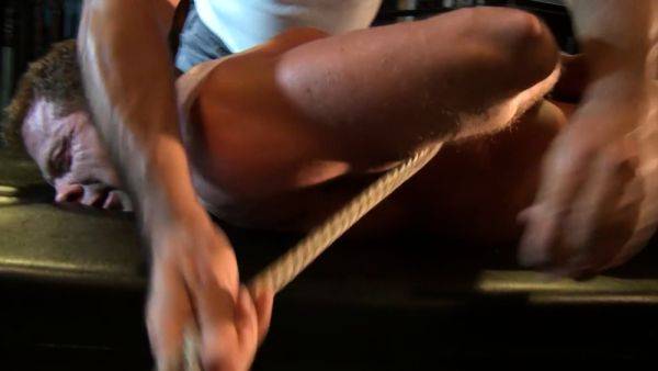 Muscle Jock Derek Gets His Balls Bound By Sadist Mulengro - drtuber.com on poweredporn.com