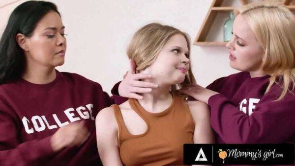 Petite Blonde Coco Lovelock: College Freshman Gets Frisky with Overly Eager Stepmoms - veryfreeporn.com on poweredporn.com