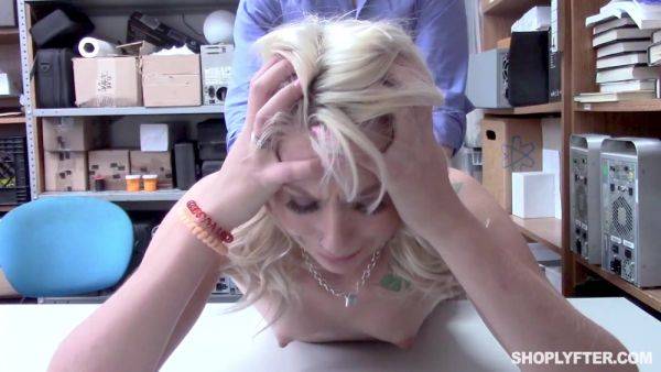 Blonde small tits thief gets punished for stealing by security's cock - anysex.com on poweredporn.com