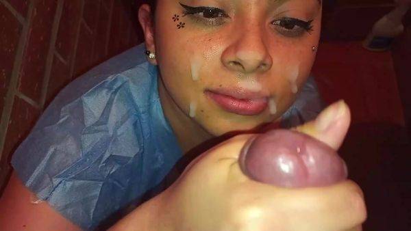Latina girl being enthusiastic about blowjob and gets facial pov - anysex.com on poweredporn.com