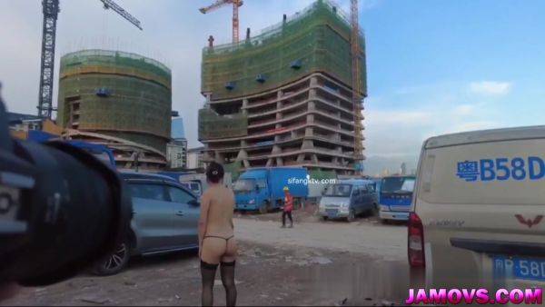 Asian Girl Posing with tied hand Outdoor - hotmovs.com - China on poweredporn.com