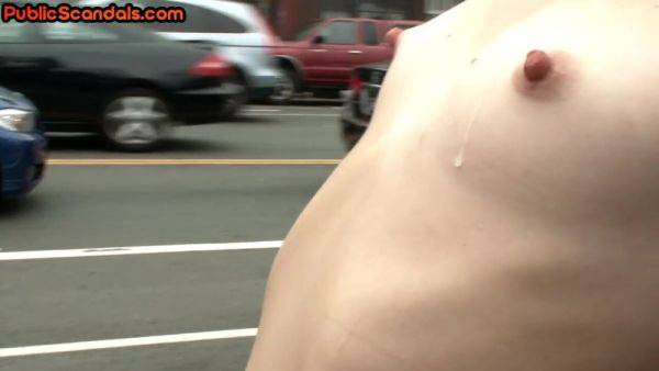 Blowbanged skank gets bukakke treatment in public - txxx.com on poweredporn.com