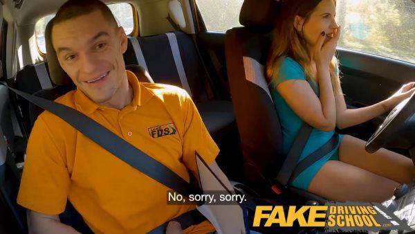 Miriam More's petite tits jizzed on by her Italian teacher in a public driving school POV - sexu.com - Italy on poweredporn.com