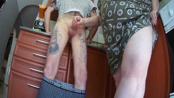 Female Hands Jerk Off My Dick In The Kitchen - upornia.com - Russia on poweredporn.com