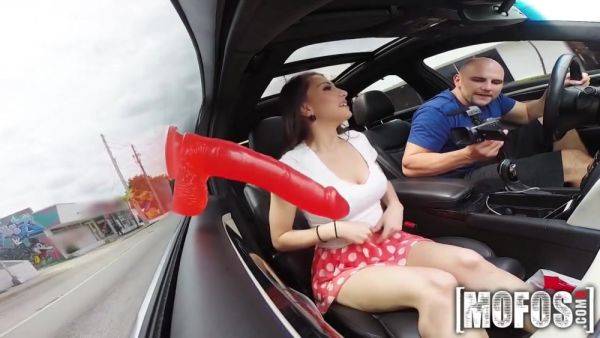 Hot Brunette In A Car With Red Dildo - hotmovs.com on poweredporn.com