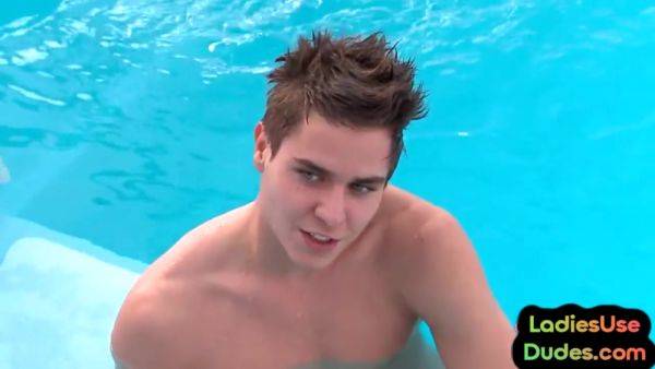 CFNM pegging femdoms fuck sub in amateur swimming pool 3some - hotmovs.com on poweredporn.com