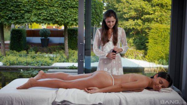 Soft massage makes teen lesbians wanna try each other's pussy - hellporno.com on poweredporn.com