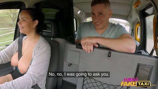 Big-breasted woman's false taxi encounter: blowjob, hardcore action, and a cumshot with a horny passenger - veryfreeporn.com on poweredporn.com