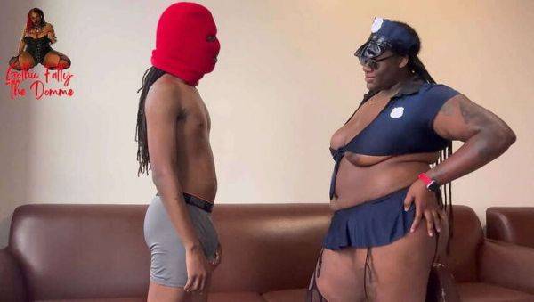 Gothic BBW Cop Cuffs Black Stud & Forces Him to Fuck Her - veryfreeporn.com on poweredporn.com
