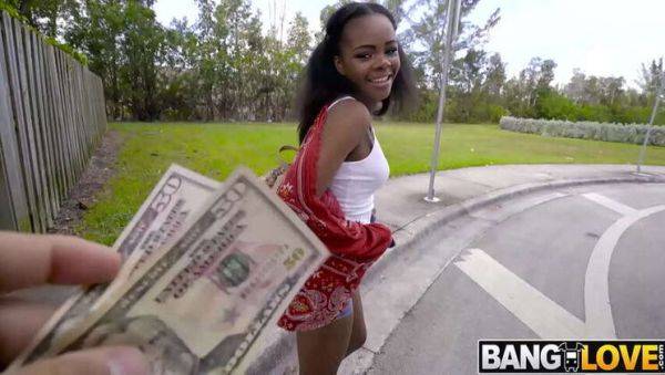 Petite Black Kitten Gives Sloppy BJ to Hung Stud Derrick - porntry.com on poweredporn.com