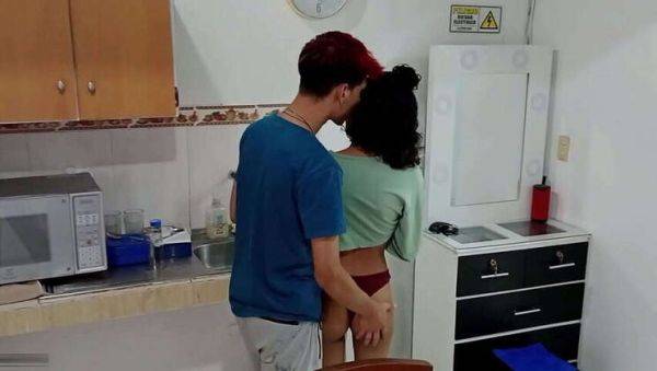 Steamy Step-Sibling Encounter: Pamela Love, a Brunette with a Big Booty, Can't Resist Her Brother's Touch in the Kitchen - FULL STORY - porntry.com - Colombia on poweredporn.com