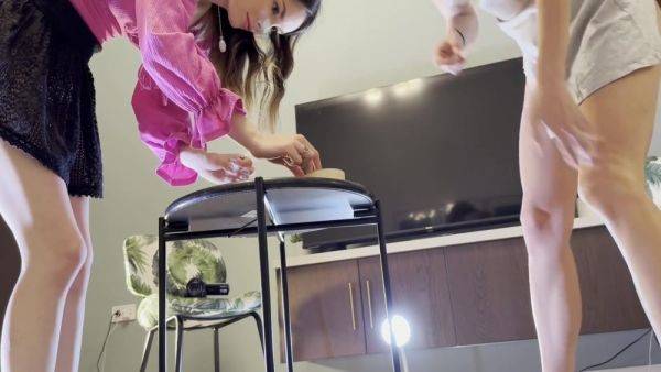 Two Girl Play Mini Bowling Game Without Any Underwear Or Bra - hotmovs.com on poweredporn.com