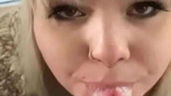 Blonde Babe Drains an Uncut Lover! Throatpie! Post-Orgasm Blowjob with Cum-Lube - veryfreeporn.com on poweredporn.com