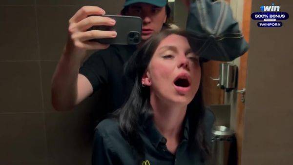 Risky Public Sex In The Toilet Fucked A Mcdonalds Worker Because Of Spilled Soda! - Eva Soda - hclips.com on poweredporn.com