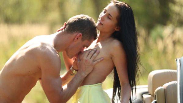 Brunette with thin lines gets busy fucking in sensual outdoor scenes - xbabe.com on poweredporn.com