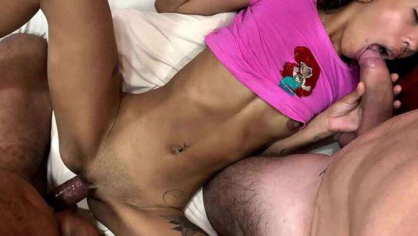 The Amateur Latina Cheats on Her Boyfriend for a Double Dose of Older Men and Ends Up with Cum on Her Face - veryfreeporn.com on poweredporn.com