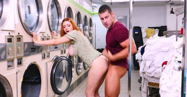 Redhead tries random man's hefty tool at the laundromat - xbabe.com on poweredporn.com