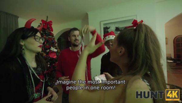 Watch this naughty brunette cheat on her husband with a naughty Santa in POV Christmas sex video! - sexu.com on poweredporn.com