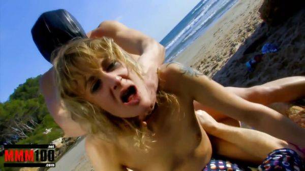 Threesome At The Beach With Blonde French Slut - hotmovs.com - France - Spain on poweredporn.com