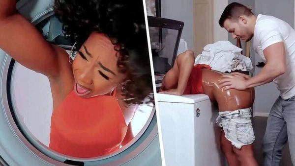 Feeling up My Girlfriend's Ebony Mom Stuck in Washing Machine - MILFED - veryfreeporn.com on poweredporn.com