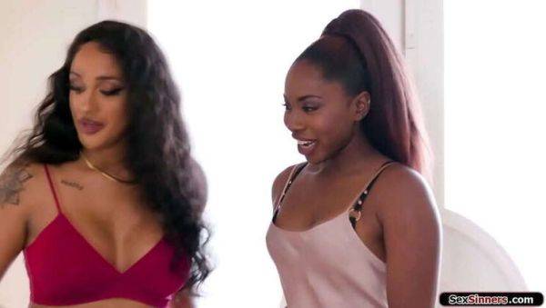 Man Watches Wife in Threesome with Ebony GF and Big Black Cock - porntry.com on poweredporn.com