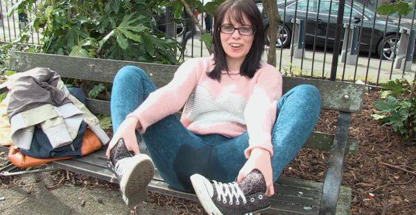 Nerdy amateur pees on herself in public and shares unique angles - alphaporno.com on poweredporn.com